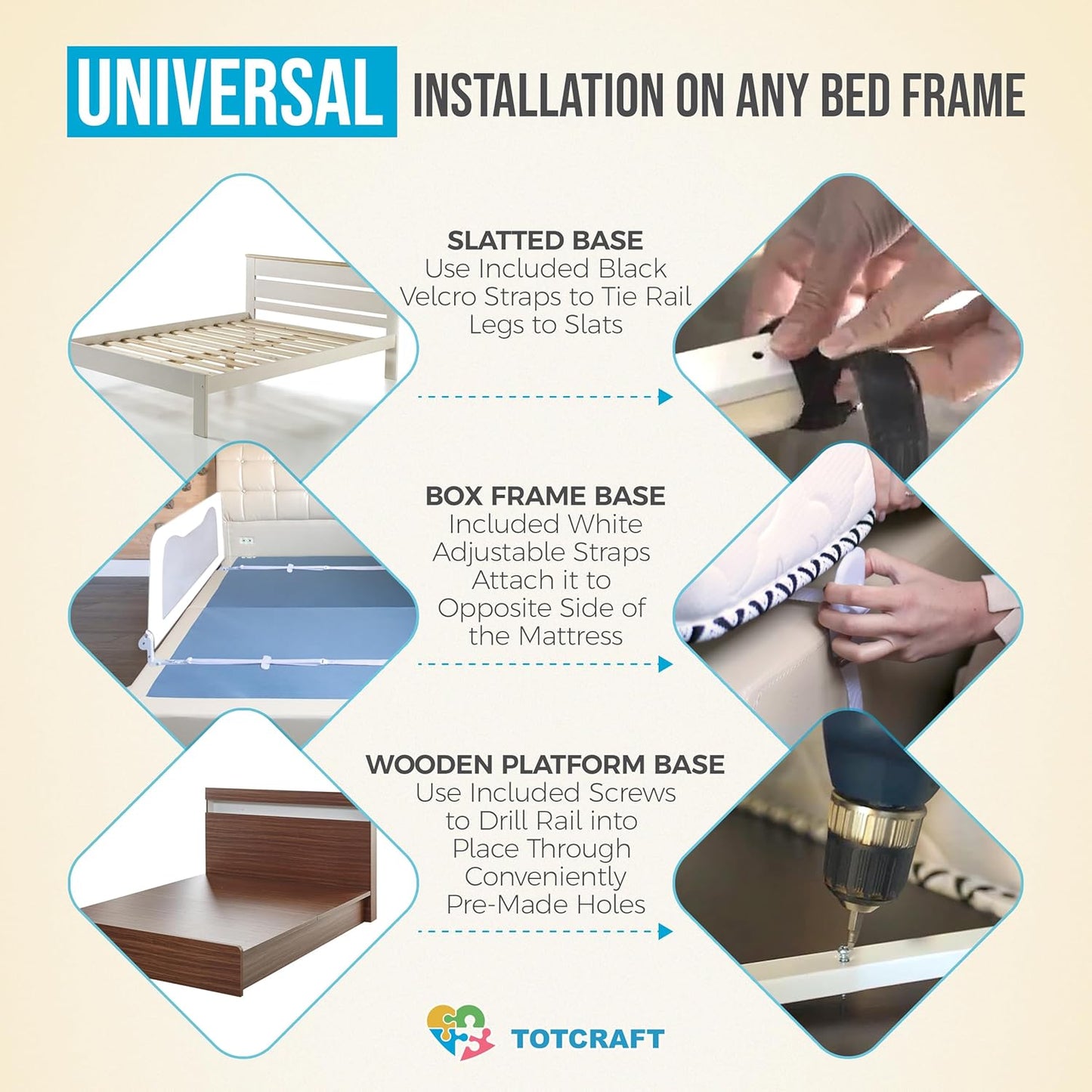Bed Safety Rails for Toddlers - Bed Rail Guard for Queen, King, Full Szie, Twin Mattress Bed (White, 35.5W*23.5H Inch (Regular Extra Tall))
