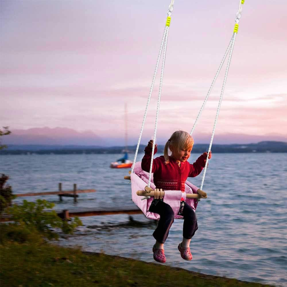 Baby Canvas Hanging Swing Seat Toddler Secure Indoor & Outdoor Baby Hammock Toy Pink