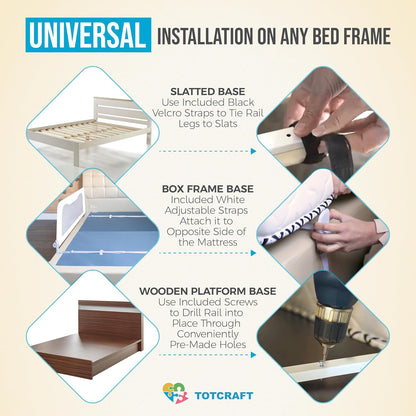 Bed Safety Rails for Toddlers - Bed Rail Guard for Queen, King, Full Szie, Twin Mattress Bed (White, 35.5W*23.5H Inch (Regular Extra Tall))
