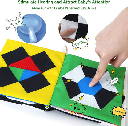 High Contrast Black and White Baby Book - Touch and Feel Crinkle Sensory Toy - Visual Stimulation Interactive Montessori Toys for 0-12 Months Infant Newborn - Baby Gift for Boys Girls