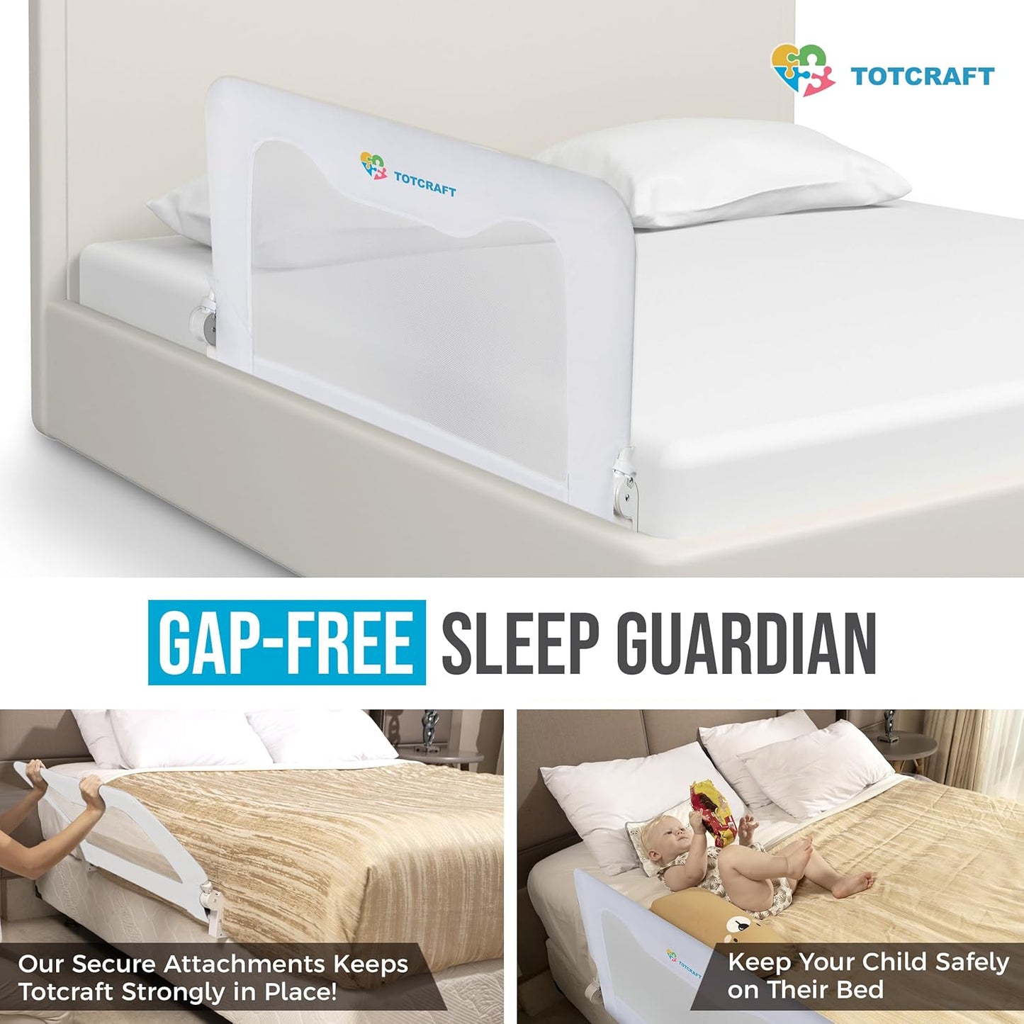 Bed Safety Rails for Toddlers - Bed Rail Guard for Queen, King, Full Szie, Twin Mattress Bed (White, 35.5W*23.5H Inch (Regular Extra Tall))