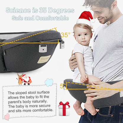6-In-1 Baby Carrier with Waist Stool, One Size Fits All -Adapt to Newborn, Baby Hip Carrier for Breastfeeding, Infant & Toddler