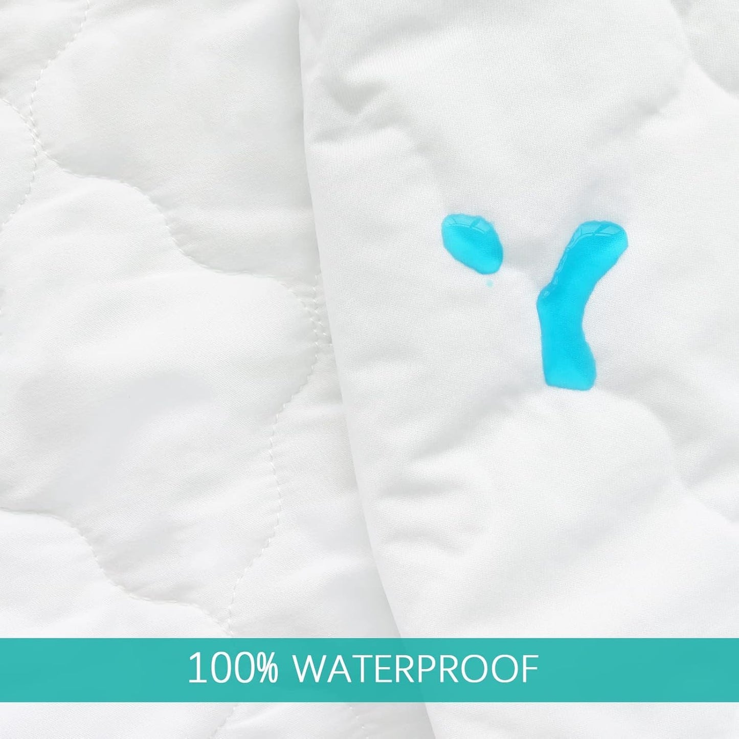 Mini Crib Mattress Protector 38" X 24" Sheets Fitted Waterproof Mini Crib Mattress Pad Cover, Noiseless & Machine Wash 100% Absorbent Mattress Protector Sheet Quilted, White
