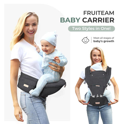 6-In-1 Baby Carrier with Waist Stool, One Size Fits All -Adapt to Newborn, Baby Hip Carrier for Breastfeeding, Infant & Toddler