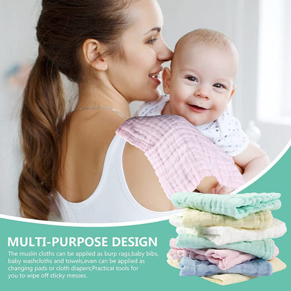 Soft Newborn Essentials - Muslin Washcloths & Towels for Sensitive Skin - 10 Pack, 10X10 Inches - Baby Register Shower Gift