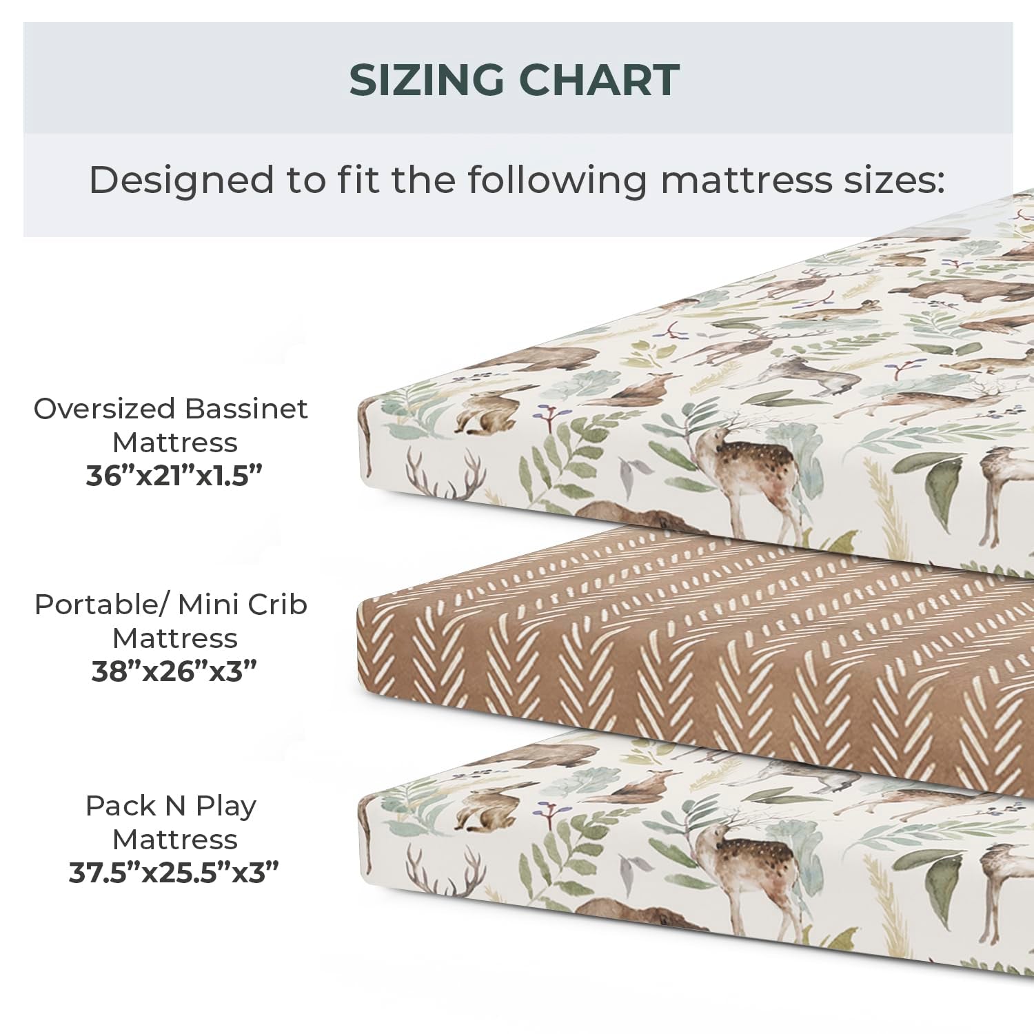 - 2 Pack Premium Pack N Play Sheets Fitted for Standard Pack and Plays and Mini Cribs - Ultra-Soft Cotton Blend, Stylish Woodland Pattern, Safe and Snug for Baby (Wildlife)