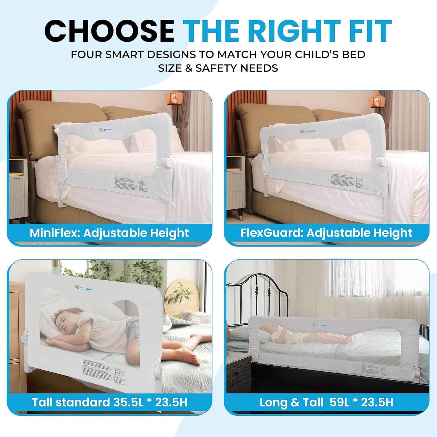 Bed Safety Rails for Toddlers - Bed Rail Guard for Queen, King, Full Szie, Twin Mattress Bed (White, 35.5W*23.5H Inch (Regular Extra Tall))