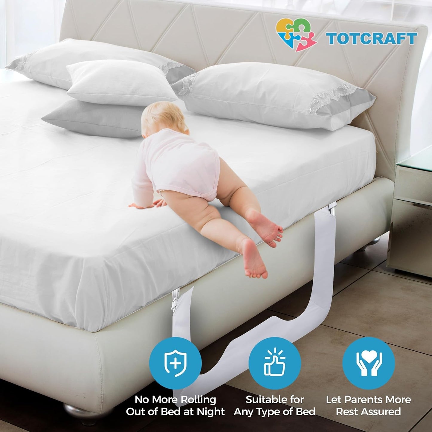 Bed Safety Rails for Toddlers - Bed Rail Guard for Queen, King, Full Szie, Twin Mattress Bed (White, 35.5W*23.5H Inch (Regular Extra Tall))