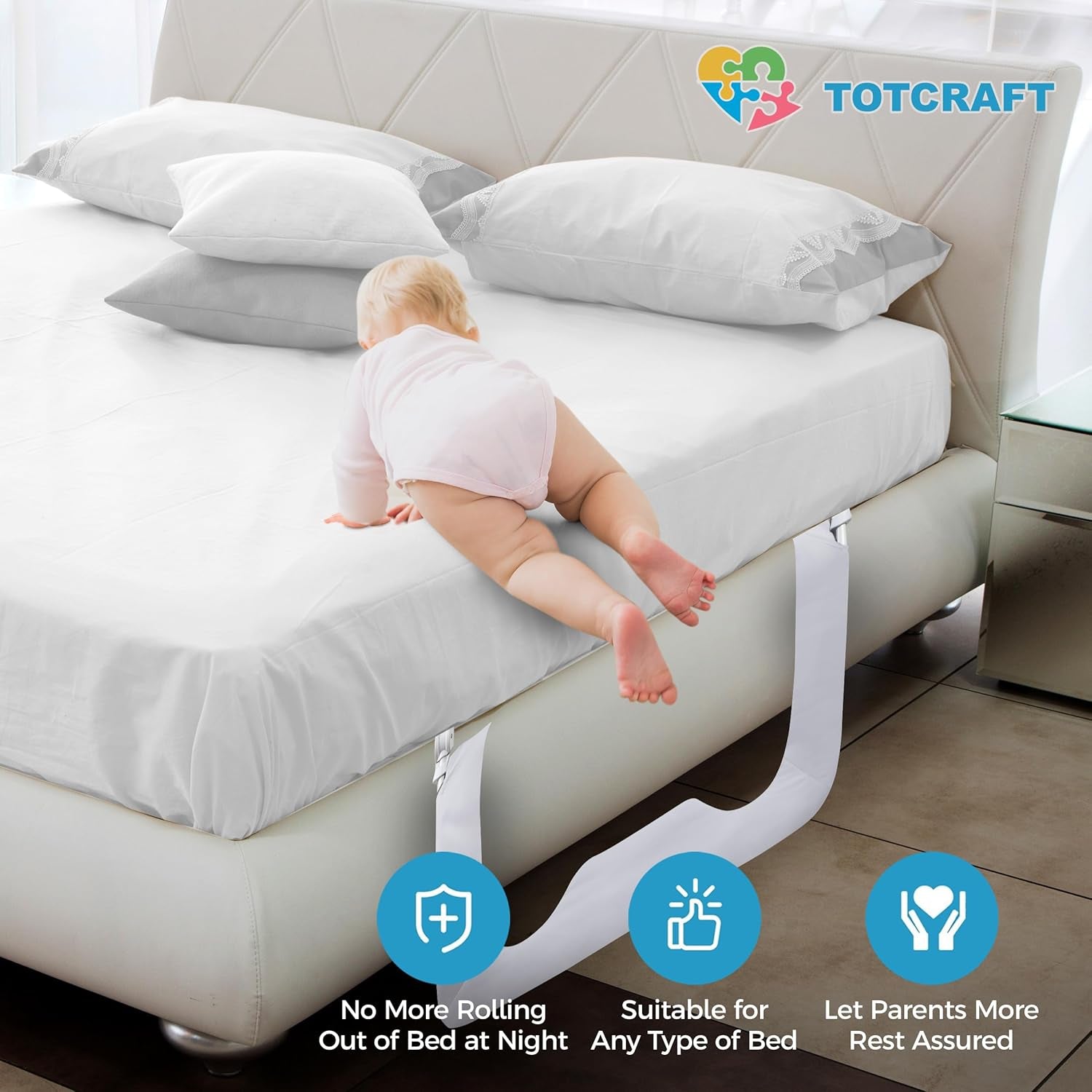 Bed Safety Rails for Toddlers - Bed Rail Guard for Queen, King, Full Szie, Twin Mattress Bed (White, 35.5W*23.5H Inch (Regular Extra Tall))