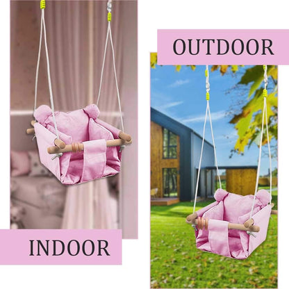 Baby Canvas Hanging Swing Seat Toddler Secure Indoor & Outdoor Baby Hammock Toy Pink